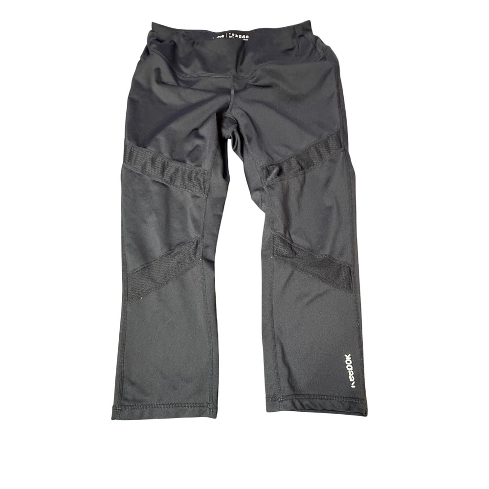 Reebok Workout Ready Mesh Panel Capri Leggings Athletic Black Small